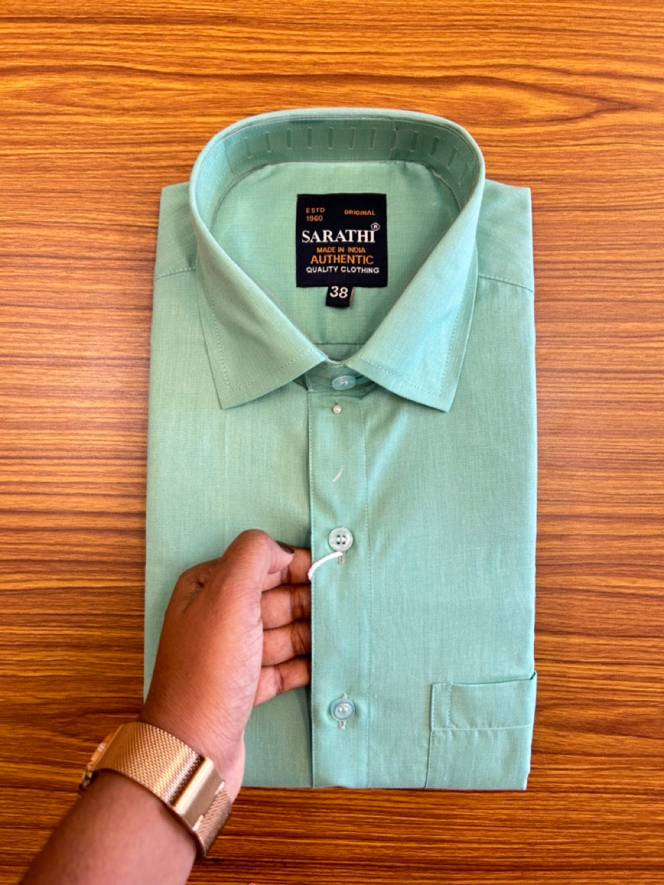 10% Discount ! NEW !! Kaitharikada - 100% Pure Cotton PESTAL GREEN COLOUR SARATHI The Authentic Quality Clothing FULL Sleeve shirt.- 12KK6016SAR