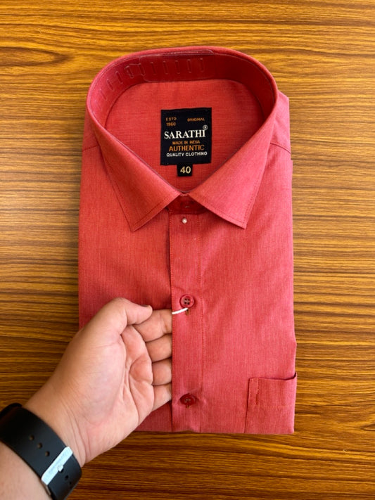 10% Discount ! NEW !! Kaitharikada - 100% Pure Cotton REDISH PECH COLOUR SARATHI The Authentic Quality Clothing FULL Sleeve shirt.- 19KK6016SAR