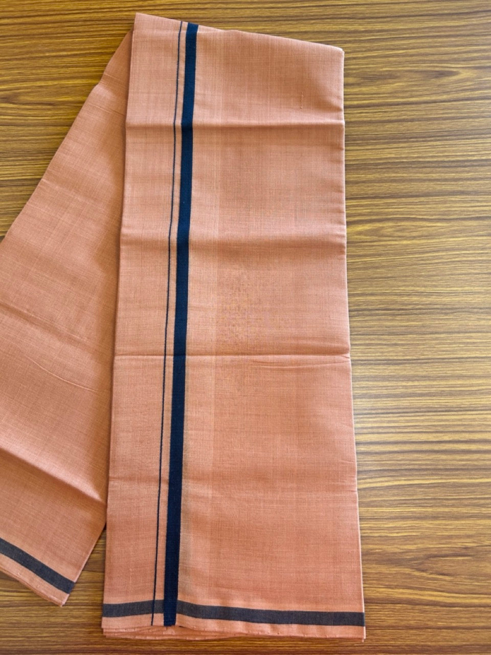 KaithariKada 100% Pure Cotton - HANDLOOM Single Mundu/Dhoti  KAVI Brown COLOUR BODY & BLACK 1 inch Kara- 1KK8012ELA