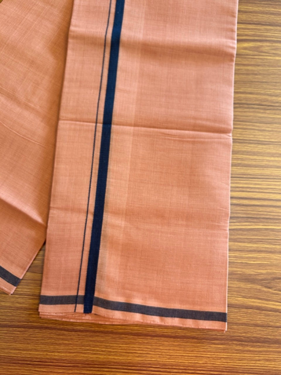 KaithariKada 100% Pure Cotton - HANDLOOM Single Mundu/Dhoti  KAVI Brown COLOUR BODY & BLACK 1 inch Kara- 1KK8012ELA