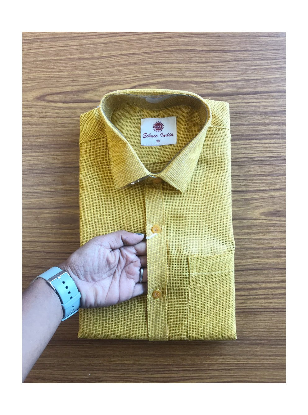 Kaitharikada-JUTE & COTTON MIX YELLOW. ETHINIC INDIA  FULL Sleeve-3.