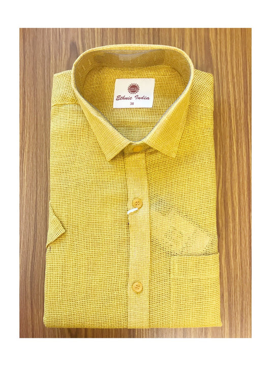 Kaitharikada- JUTE & COTTON MIX  YELLOW. ETHINIC INDIA  HALF  Sleeve-29.