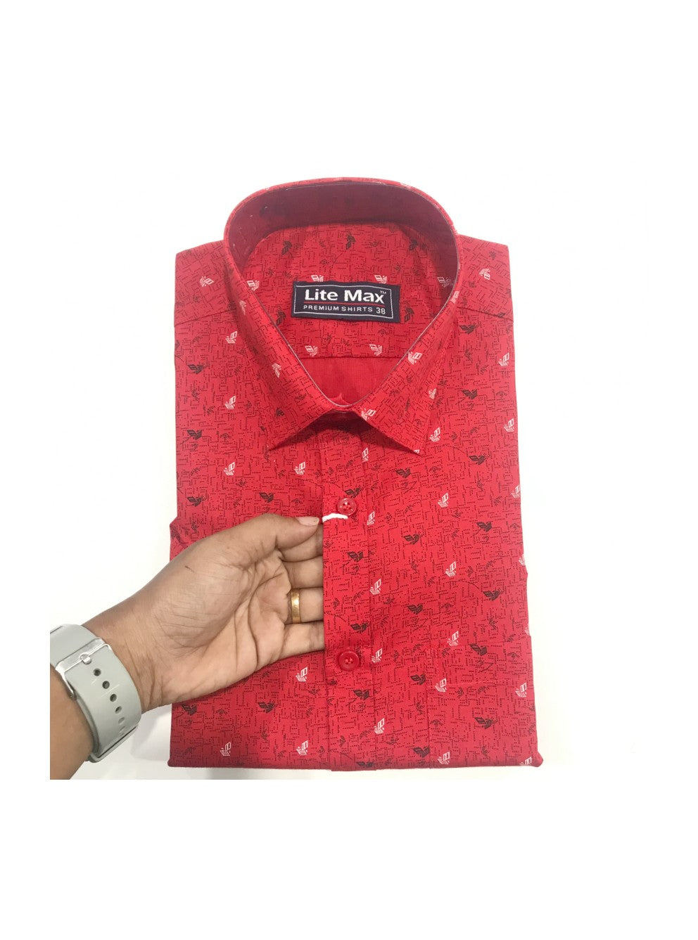 Kaitharikada- 100% COTTON  RED . LITEMAX PREMIUM  SHIRT HALF  Sleeve-5.