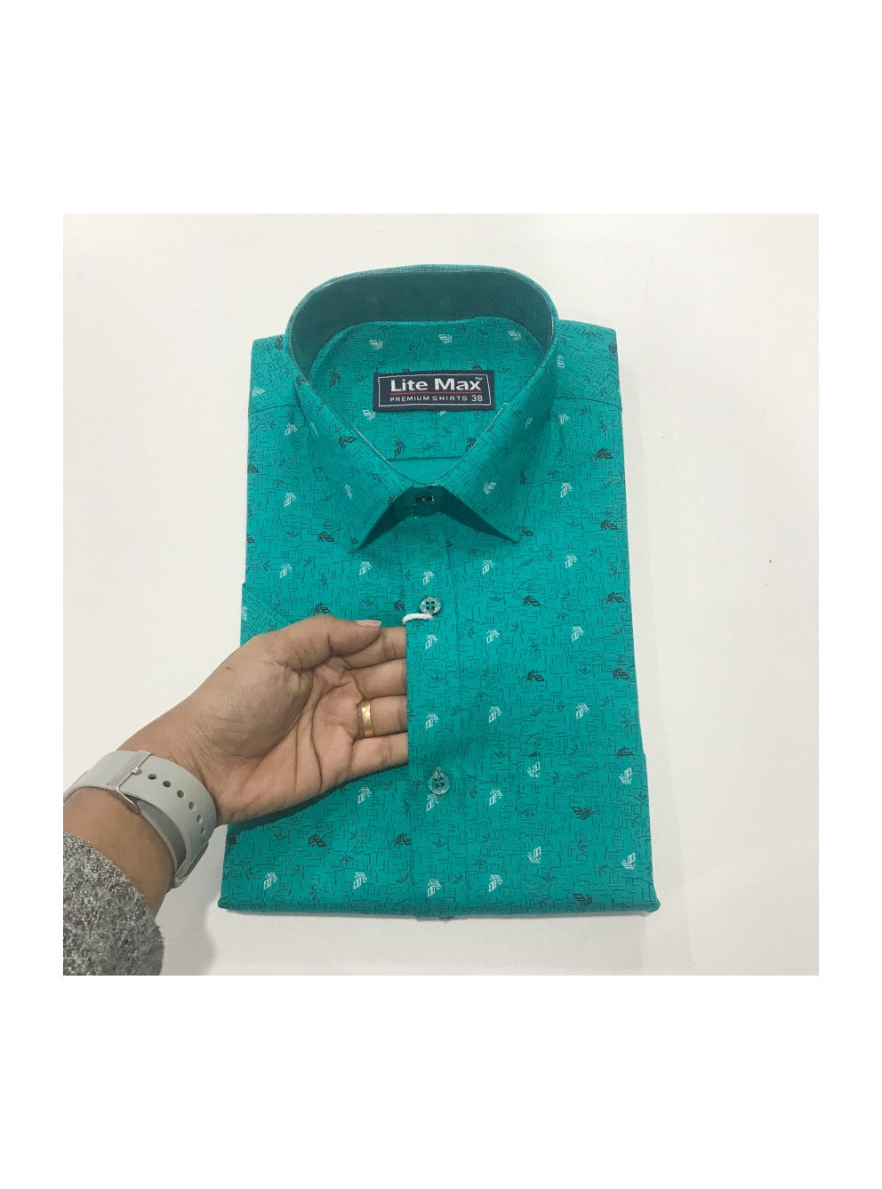 Kaitharikada- 100% COTTON  GREEN . LITEMAX PREMIUM  SHIRT HALF  Sleeve-11.