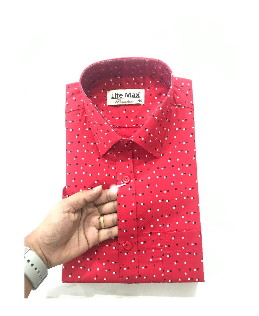 Kaitharikada- 100% COTTON RED . LITEMAX PREMIUM  SHIRT HALF  Sleeve-21.