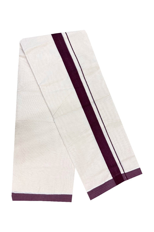 15% Discount KaithariKada Balaramapuram 100% Cotton Double Off white Mundu/Dhoti-100x100  1.75inch Magenta Brown Kara- 5