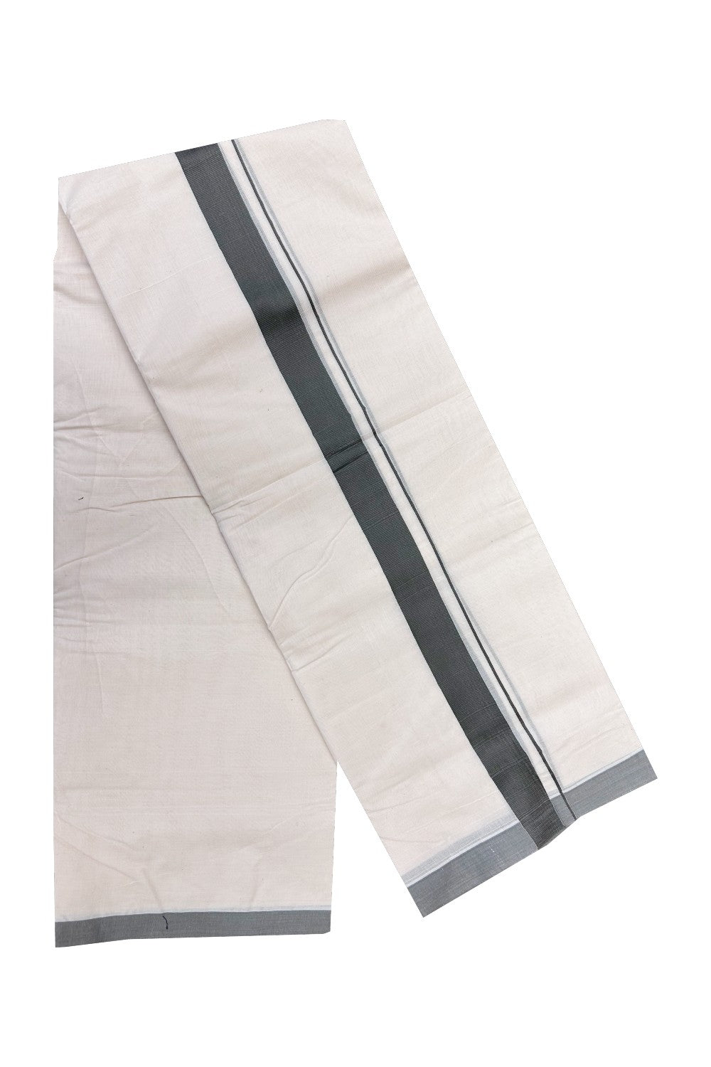 17% Discount KaithariKada Balaramapuram 100% Cotton Double Off white Mundu/Dhoti-100x80 - 1.75 inch Grey Ash Kara- 137