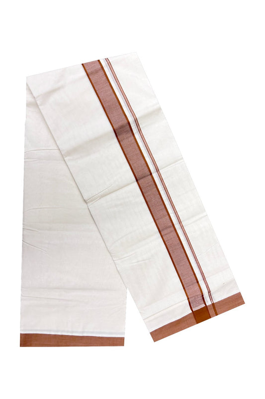 10% Discount KaithariKada Balaramapuram 100% Cotton Double Off white Mundu/Dhoti-100x100  2.25inch Brown Kara- 156