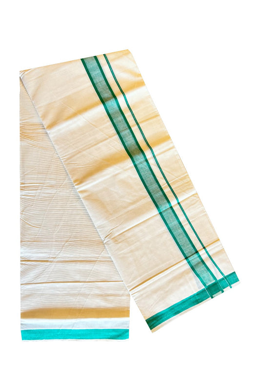 KaithariKada Balaramapuram 100% Cotton Double Off white Mundu/Dhoti-80x72- 2.25inch Green Kara- 268