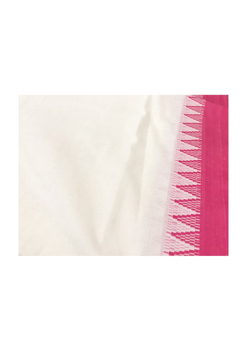 Kaitharikada Kerala Saree - Cotton  Saree -2.15 inch  Pallu -Pink    Kara with Temple Design  .-47.