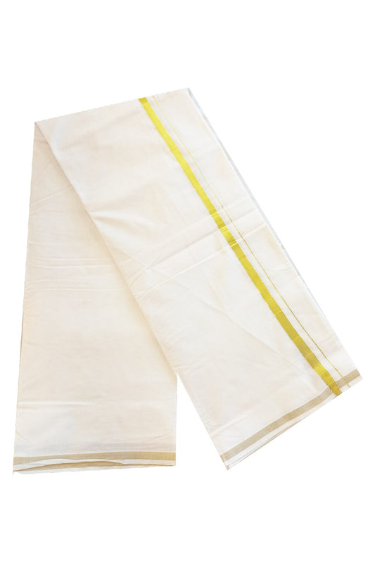 KaithariKada Balaramapuram 100% Cotton Off white (Unbleached) Double Dhoti/Mundu - 2.5 cm Kasavu