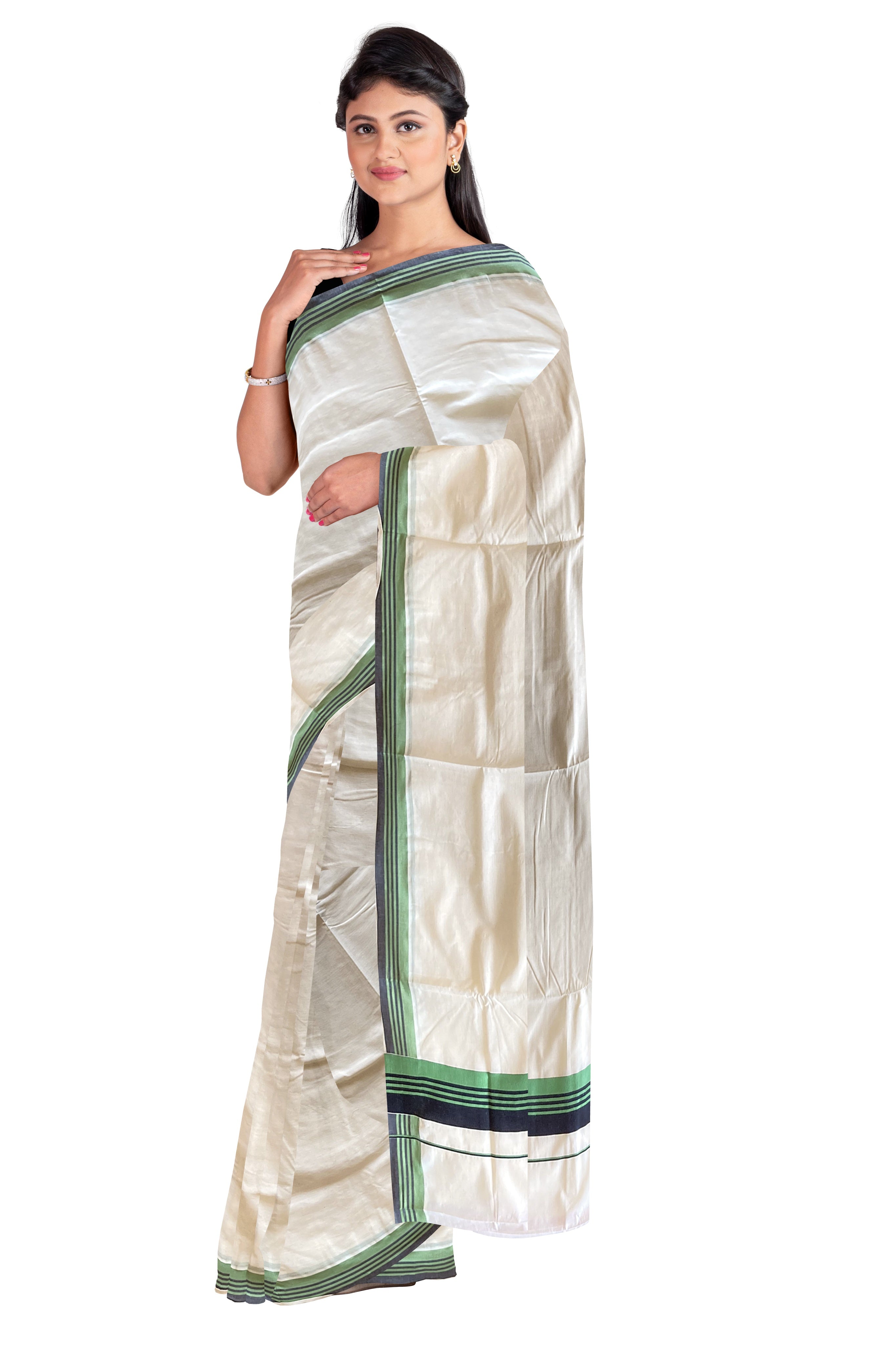 Pure Cotton Plain Kerala Set Saree, With Blouse, 6.3 m at Rs 325/piece in  Salem