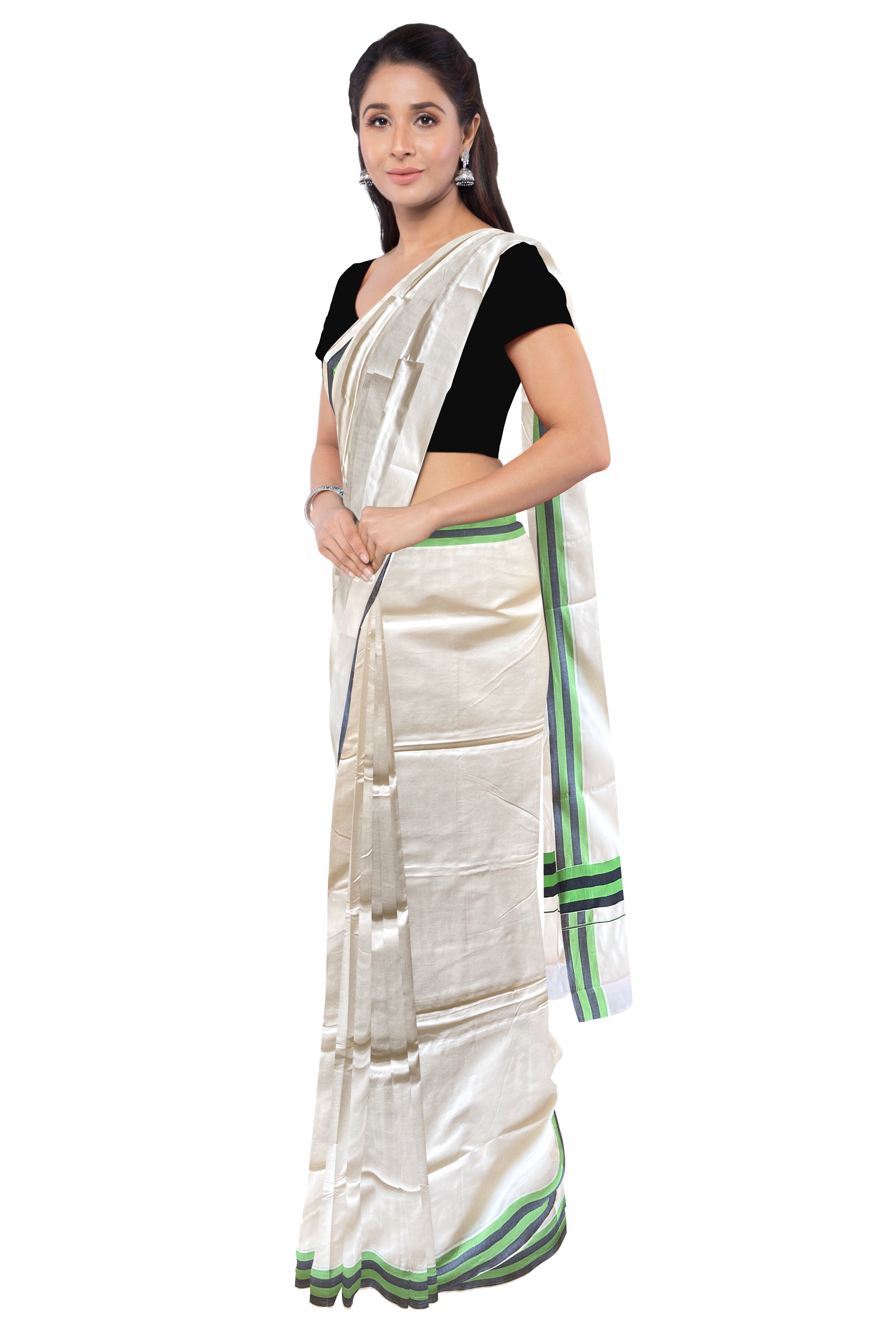 Set Sarees Traditional Tissue Set Saree Sea Green Border Fabric:Pure  Cotton, Color:Sea Green