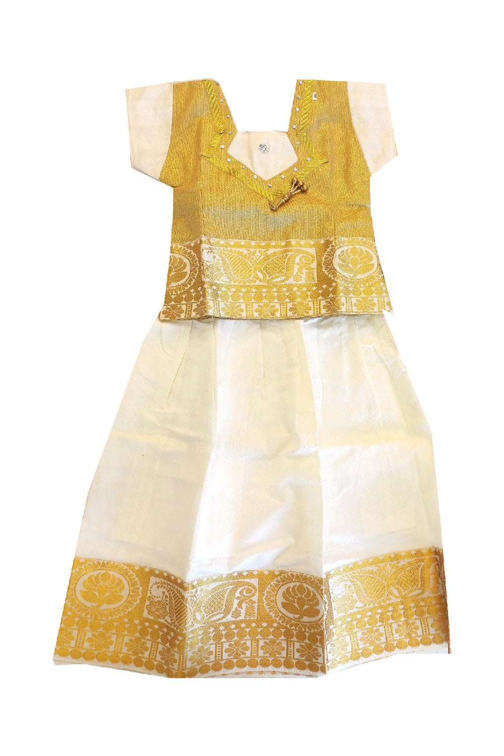 Kaitharikada - Traditional South Indian Girls Pattu Pavadai Kassavu & White colour- Size (20).