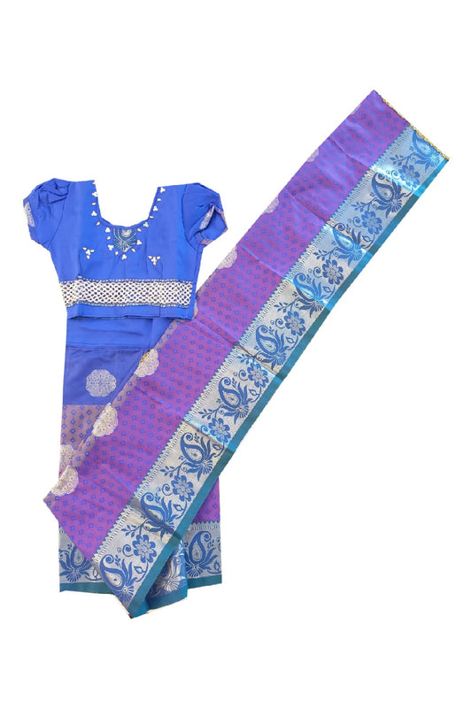 15% Discount Kaitharikada - Traditional South Indian Kids Saree- Blue colour saree - Size (22).