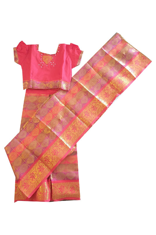 15% Discount Kaitharikada - Traditional South Indian Kids Saree- Red colour saree - Size (32).